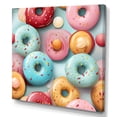 thumbnail image 2 of Designart "Kitchen Pattern with Pink and Blue Doughnuts II" Fashion Wall Art - Modern Pink Food Donuts Hallway Wall Art Decor, 2 of 6