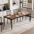 thumbnail image 1 of Industrial Farmhouse Dining Table for 6 – 71 Inch Rectangular Wood Tabletop – Heavy Duty Metal Legs – Large Kitchen & Dining Room Furniture – Rustic Vintage Color & Black, 1 of 7