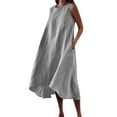 thumbnail image 2 of Women's Summer Maxi Dress 2026 Summer Dresses For Women Print Sleeveless Round Neck Dress Casual Long Dresses Gray XXL, 2 of 6
