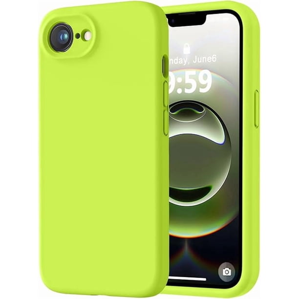Funda de Silicona Premium, Forro de Microfibra Suave, a Prueba de Golpes, para iPhone 16e/17e 6.1", Verde Fluorescente