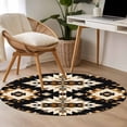 thumbnail image 5 of Southwestern Aztec Round Area&nbsp;Rug 3.3ft Retro National Style Brown Abstract Non-Slip&nbsp;Washable Circle Rugs Soft Felt Indoor Floor Mat for Bedroom Kitchen Living Room Bathroom, 5 of 9