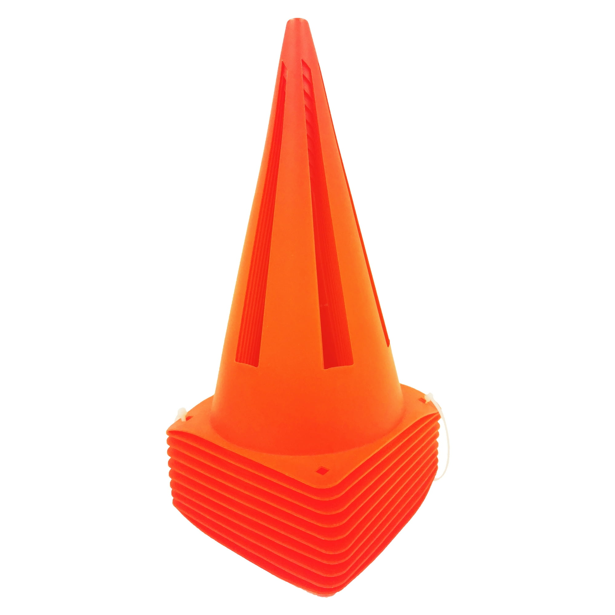 Athletic Works 9" Orange Field Cones 10 Pack, Durable PVC Material, 5.25" Square Base, 1.25 lbs, New
