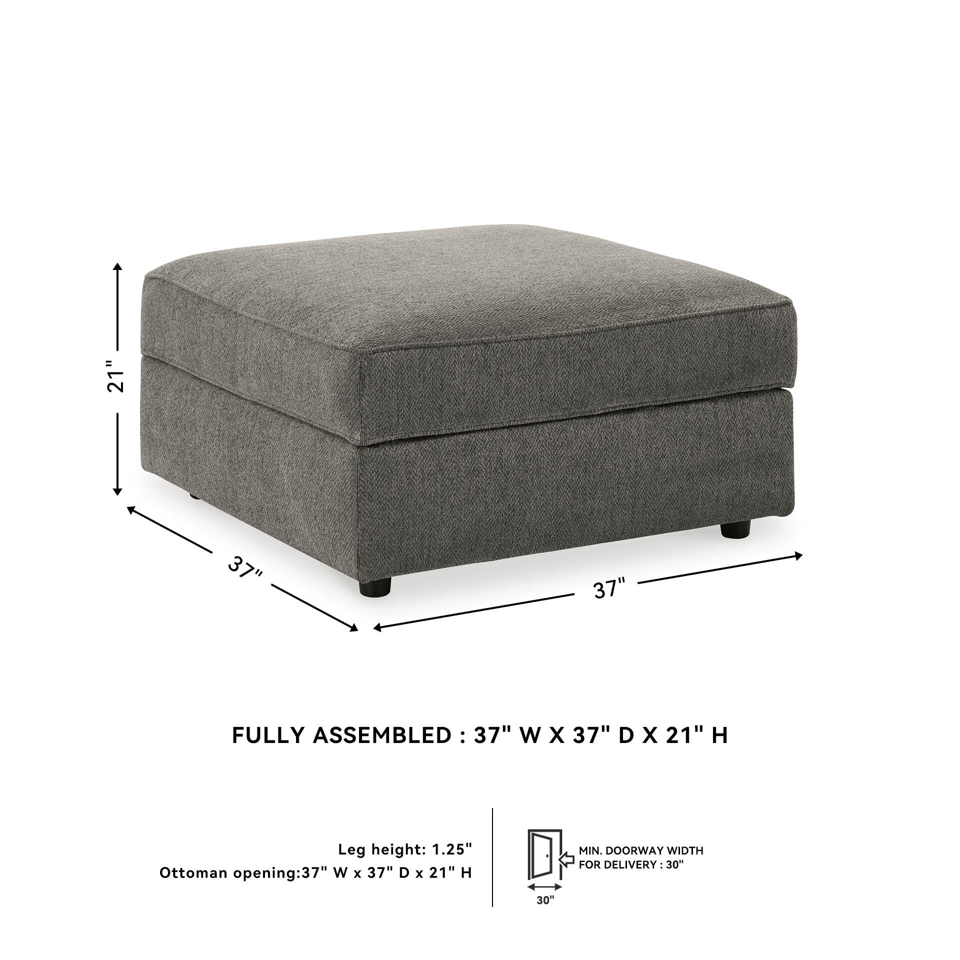 Signature Design by Ashley O’Phannon Storage Ottoman with Reversible Top, Chenille Upholstery, Putty Gray