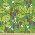 thumbnail image 2 of Floral Fabric by the Yard Upholstery, Blooming Berries Flowers and Leaves on Branches, Decorative Fabric for DIY and Home Accents, Lime Green Multicolor by Ambesonne, 2 of 5