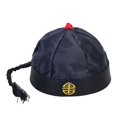 thumbnail image 1 of Sombrero oriental chino para fiesta, gorro de cosplay, gorro de casero con cola de caballo Qing Negro 56cm, 1 of 9