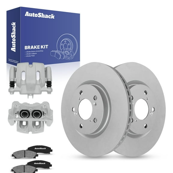AutoShack Front Brake Rotors Ceramic Brake Pads Calipers | Replacement for 2009-2014 Acura TL 3.5L 3.7L V6 AWD FWD | Coated | 8-PC Brake Kit | ArmorStop