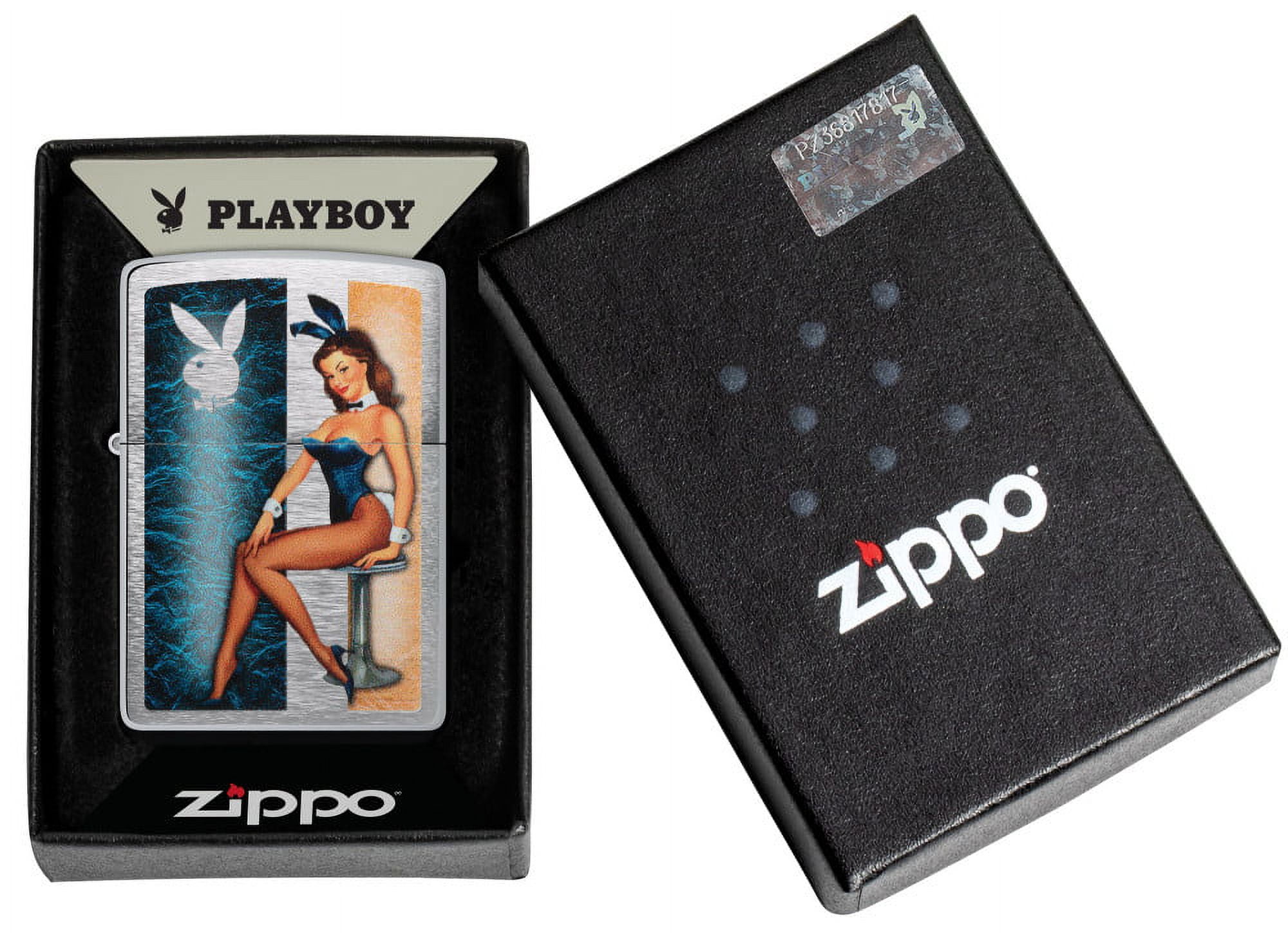 Zippo Playboy Playmate Brushed Chrome Pocket Lighter