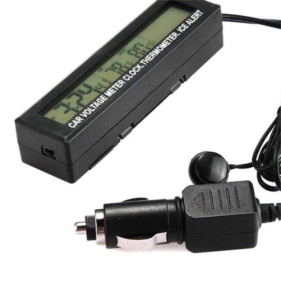 Car Clock Voltmeter Thermometer 3 in 1 Auto Battery Voltage Temperature Monitor Meter Durable Digital LCD Display
