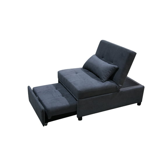 Folding Ottoman Bed, Convertible Ottoman Sofa Sleeper Bed, Velvet, Dark Gray