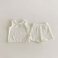 thumbnail image 2 of YuYuBao Baby Girls Outfits Sets Summer Pure Color Lace Trimmed Sleeveless Tops And Shorts 2 Piece Sets Clothes Girls Suits, 18-24 Months, 2 of 6