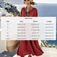 thumbnail image 3 of ClodeEU Women's V Neck Short Sleeve Twist Front Linen Blend Midi Dress,Casual A-Line Flare Sundress Red,Women's Plus L, 3 of 5