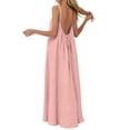 thumbnail image 4 of BOOMNY Women's Backless Cami Dress Spaghetti Strap Cami Lounge House Dresses Flowy Beach Summer Maxi Sundress, 4 of 7