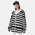 thumbnail image 5 of Kll Black And White Stripes Print Men'S Women’s Upf 50+ Sun Protection Outdoor Hoodie Jacket Long Sleeve Fishing Hiking Performance Shirt- Small, 5 of 8
