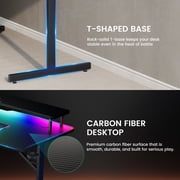 GTRACING Lumina Elite LED Gaming Desk with USB and Power Outlets, for Home and Office, Monitor Stand and Wireless Charging, Black