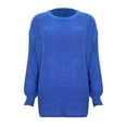 thumbnail image 3 of Duoif Sweaters for Women Trendy Women's Autumn and Winter New Casual Loose Outerwear Pullover Round Neck Long Sleeve Knitted Sweater Women's Sweaters Womens Tops Blue M, 3 of 4