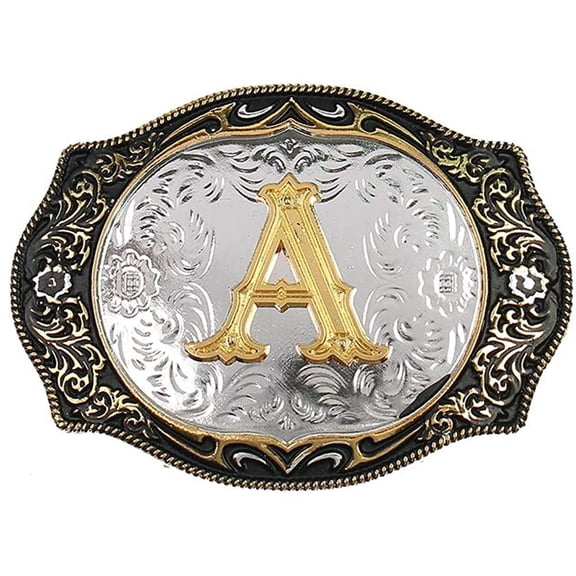 KDG Cowboy Rodeo Gold Belt Buckle Unisex Alloy Initial Letter A to Z