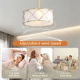 thumbnail image 4 of Sofucor 20" Gold Caged Ceiling Fan with Light, Fabric Shade, Quiet DC Motor, 6-Speed Remote Control, Reversible, Timer, 2 Downrods, E26 Base (6 Bulbs Included), 4 of 10