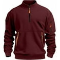 thumbnail image 3 of Sweatshirts for Men Fall Winter Long Sleeve Fleece Lined Half Zipper Stand Collar Sweatshirt with Pockets Pullover, 3 of 5