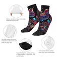 thumbnail image 5 of Rateoe Artistic Colorful Bird Pattern Quarter Crew Socks,Toe Seamed Ankle Socks,Cotton Cushioned Breathable Athletic Crew Sports Socks, 5 of 7