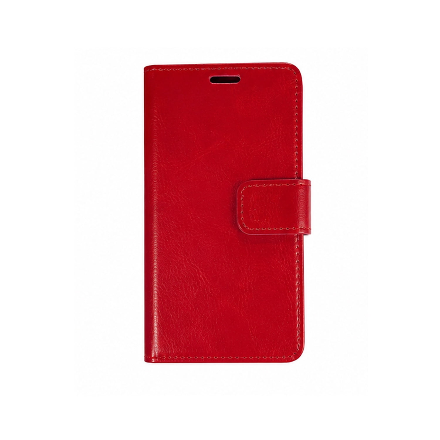 YUW-Medium (5.0"-5.2") Universal Wallet Cover with Multi-Angle Swivel Stand - Red