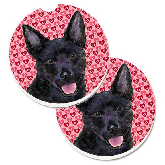 Australian Kelpie Hearts Love Valentines Day Set of 2 Cup Holder Car Coaster
