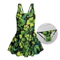 thumbnail image 5 of Xixirimido Green Shamrock Clover Print Girls Swimsuit Sleeveless One Piece Skirted Swimwear Modest Hawaiian Bathing Suit for Beach Water Park Kids Swim Dress for St. Patrick's Day, 5-6 Years, 5 of 7
