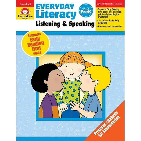 Evan-Moor Everyday Literacy: Listening & Speaking, Grade PreK Teacher Resource