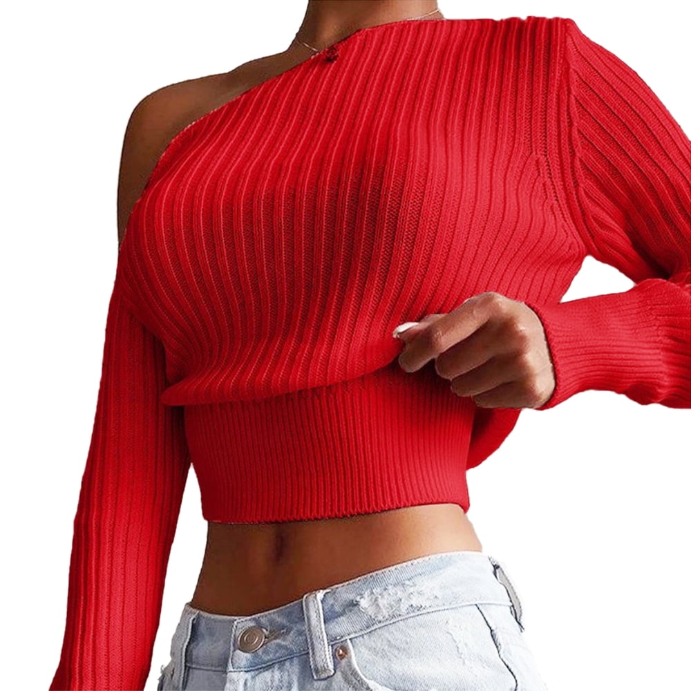 Fashion Sweaters Short Sleeve Sweaters Zero Short Sleeve Sweater red casual look 