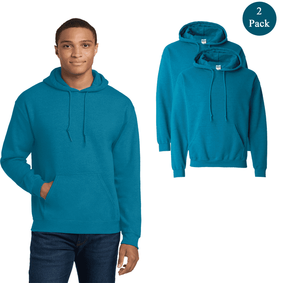 Gildan Adult’s Heavy Blend Hooded Sweatshirt, Antique Sapphire Hoodie, Pair Pack, S