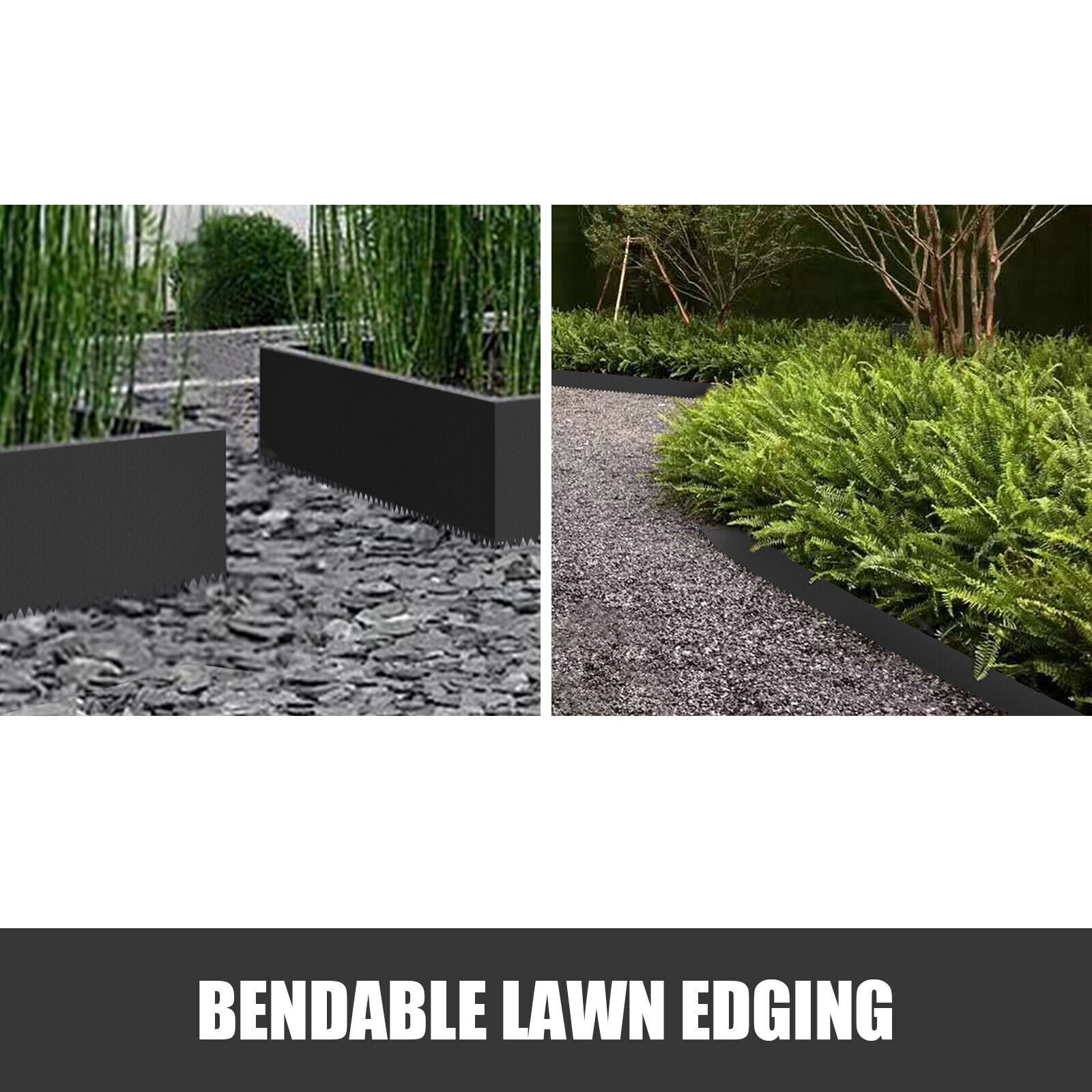 TFCFL 6pcs 20ft Landscape Edging Outdoor Black Garden Border Barrier Heavy Duty Steel Lawn Edging