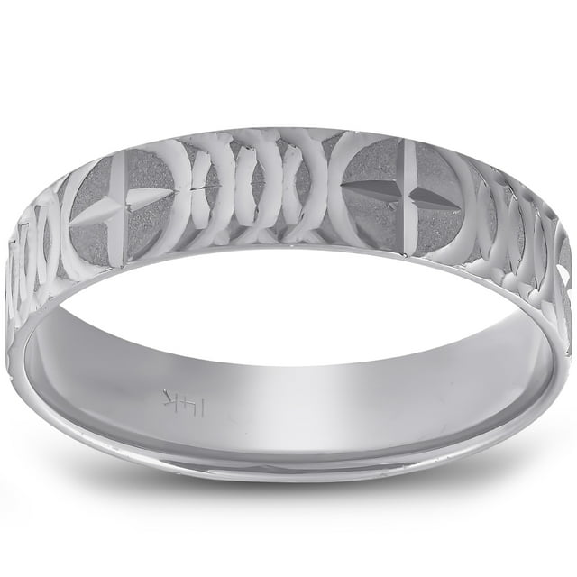 Mens 14k Black Gold Cross Wedding Band 6mm Flat Brushed Finish