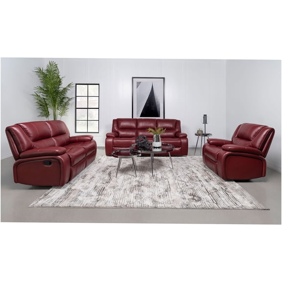 JERFIT Modern Red Faux Leather 3-Piece Reclining Sofa Set with Glider Recliner, Loveseat and Sofa for Living Room