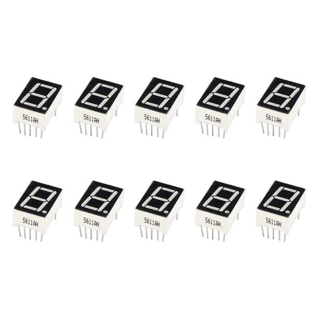 Sidaley 10 Pieces Digital Tube 0.56 Inch 5611AH Cathode Display Appliances Red Bit Segment Common Pin DIY Home 10 LED 1 7 Electrónica miscelánea