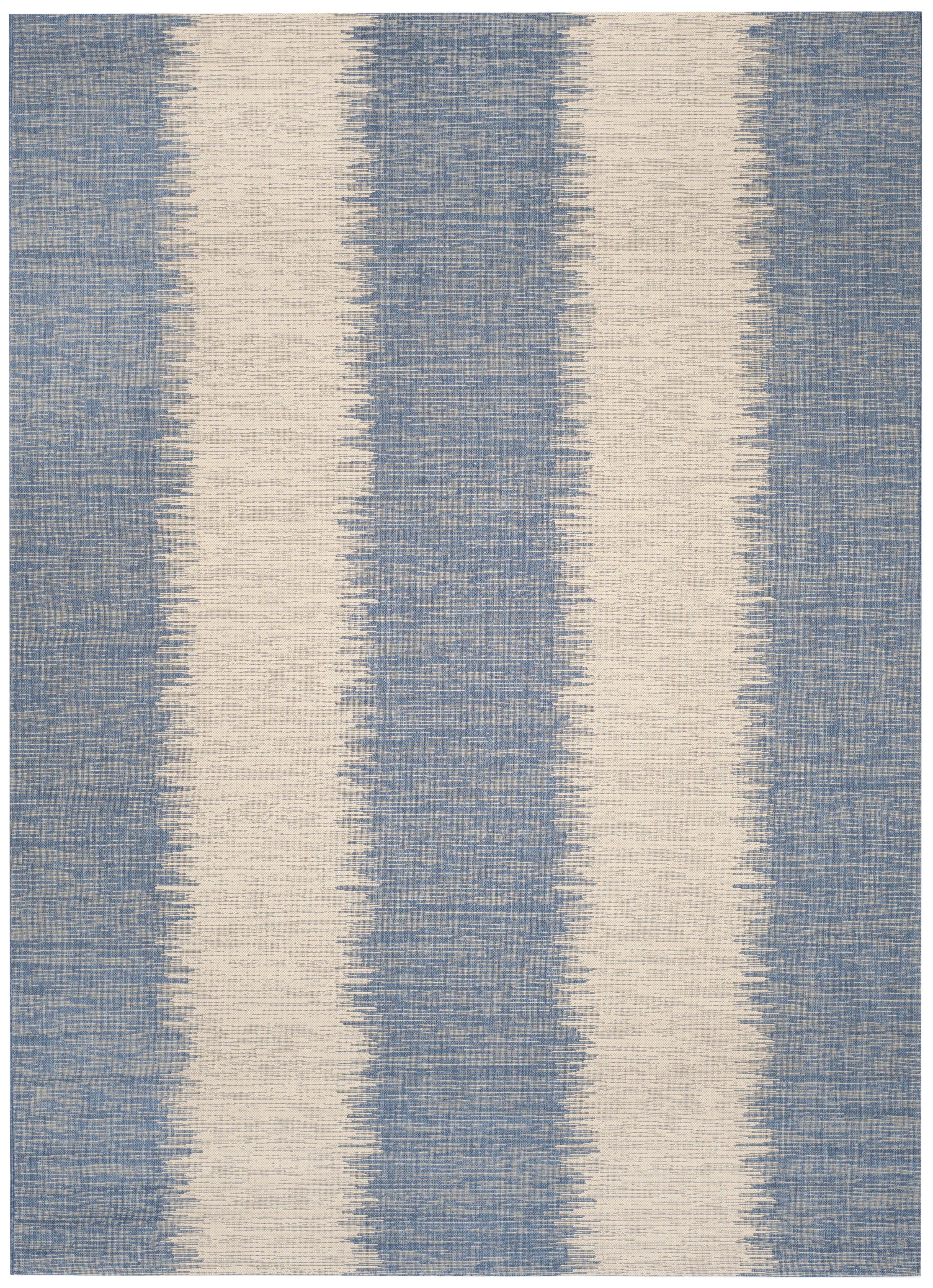 SAFAVIEH Courtyard Alexa Striped Indoor/Outdoor Area Rug, Beige/Blue, 5'3" x 7'7"