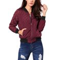 thumbnail image 7 of MODA NOVA Juniors Stand Collar Zip Up Raglan Sleeves Bomber Quilted Jacket, 7 of 7