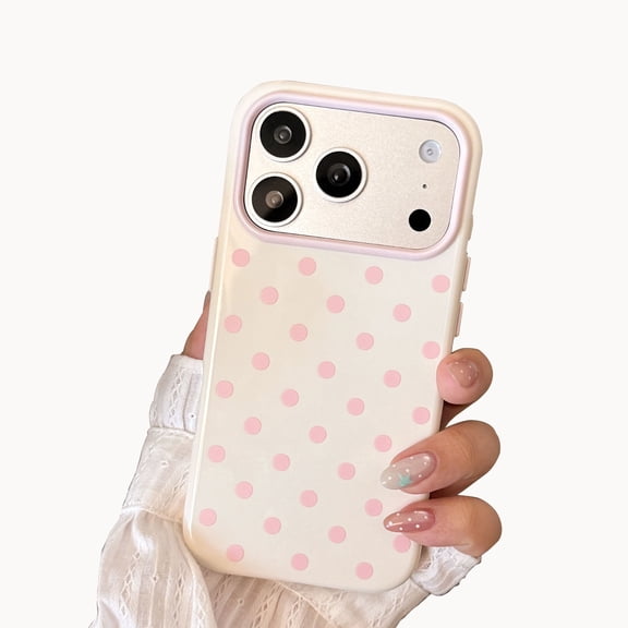 Compatible with iPhone 17 Pro Max Case, Cute Polka Dot TPU Phone Case, Soft Shockproof Slim Protective Cover, Anti-Scratch Camera Protection, Lightweight , White