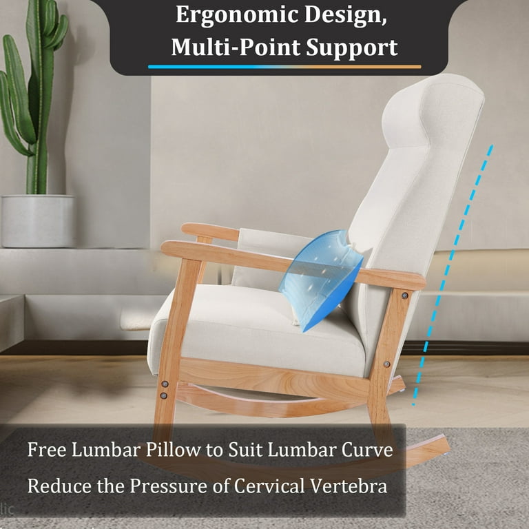 NOBLEMOOD Upholstered Nursery Glider Rocking Chair with Ottoman