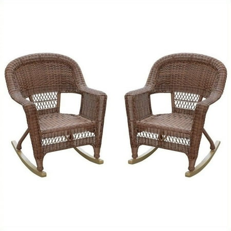 Jeco Wicker Rocker Chair in Honey (Set of 2)