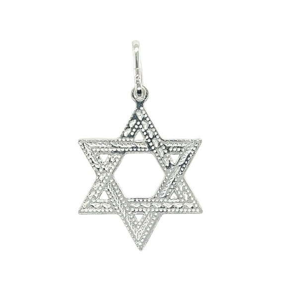 Sterling Silver Large Etched Star Of David Pendant