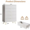 thumbnail image 6 of FURNIWAY 5 Drawers Dresser for Bedroom, Tall Modern Chest of Drawers with Gold Handle, Fluted Wood Dresser,Nightstand for Bedroom, Living Room, Hallway, Entryway,White, 6 of 8