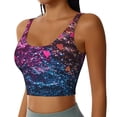 thumbnail image 2 of Fotbe Heart Confetti on Glitter Sujetador Deportivo Largo sin Aros para Mujer con Almohadillas y Soporte Medio, Transpirable y Absorbente, Camiseta Tipo Chaleco o Tank Top-XX-Large, 2 of 8