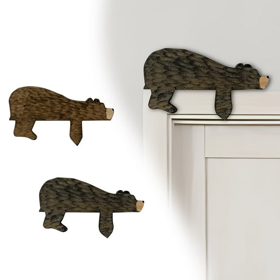Guanhe Door Topper (Wood - Left Side) - Adorable Bear Shape Door Topper Christmas Gifts Handcrafted Wood Decor for a Rustic Touch