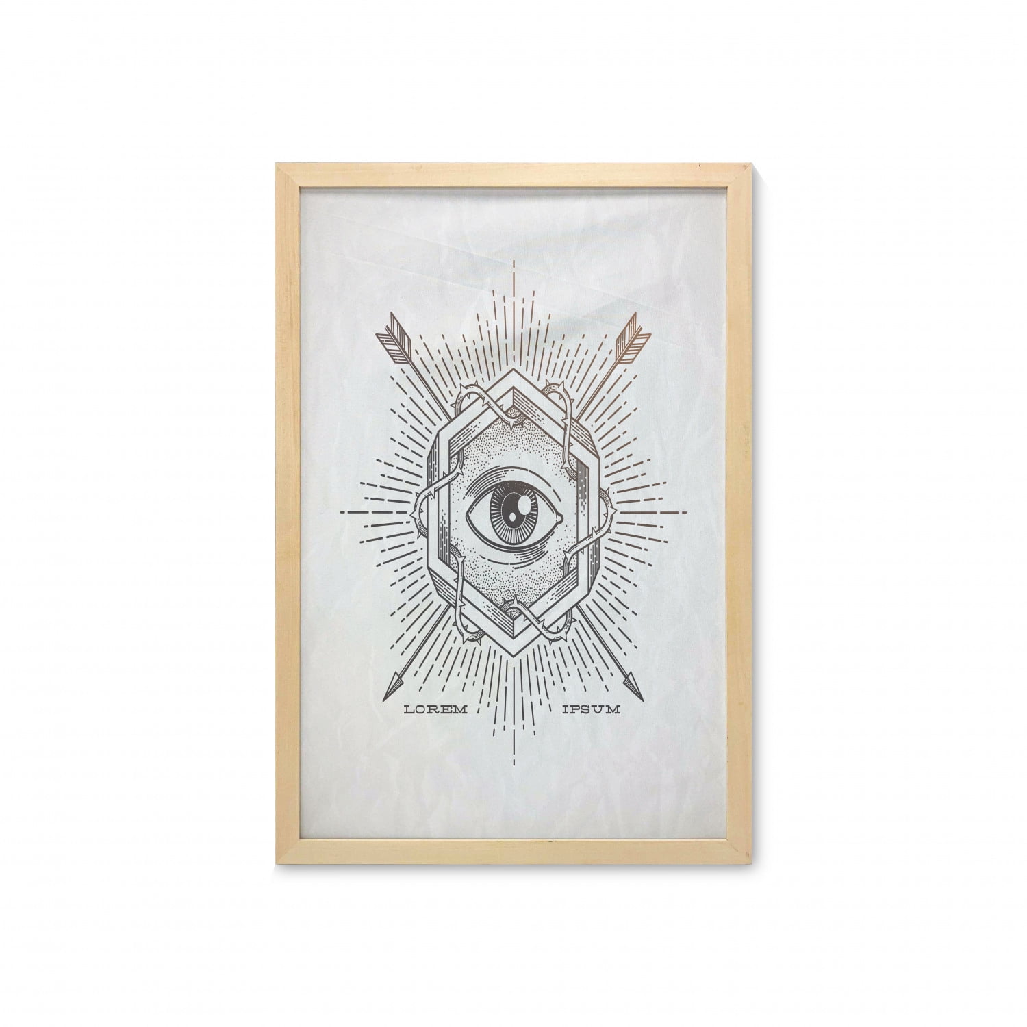 Occult Wall Art with Frame, Third Eye in Geometric Hexagon with Grunge ...