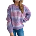 thumbnail image 4 of Juslio Womens Sweaters Pullovers Lightweight Sweaters Crew Neck Long Sleeve Knit Purple, 4 of 7