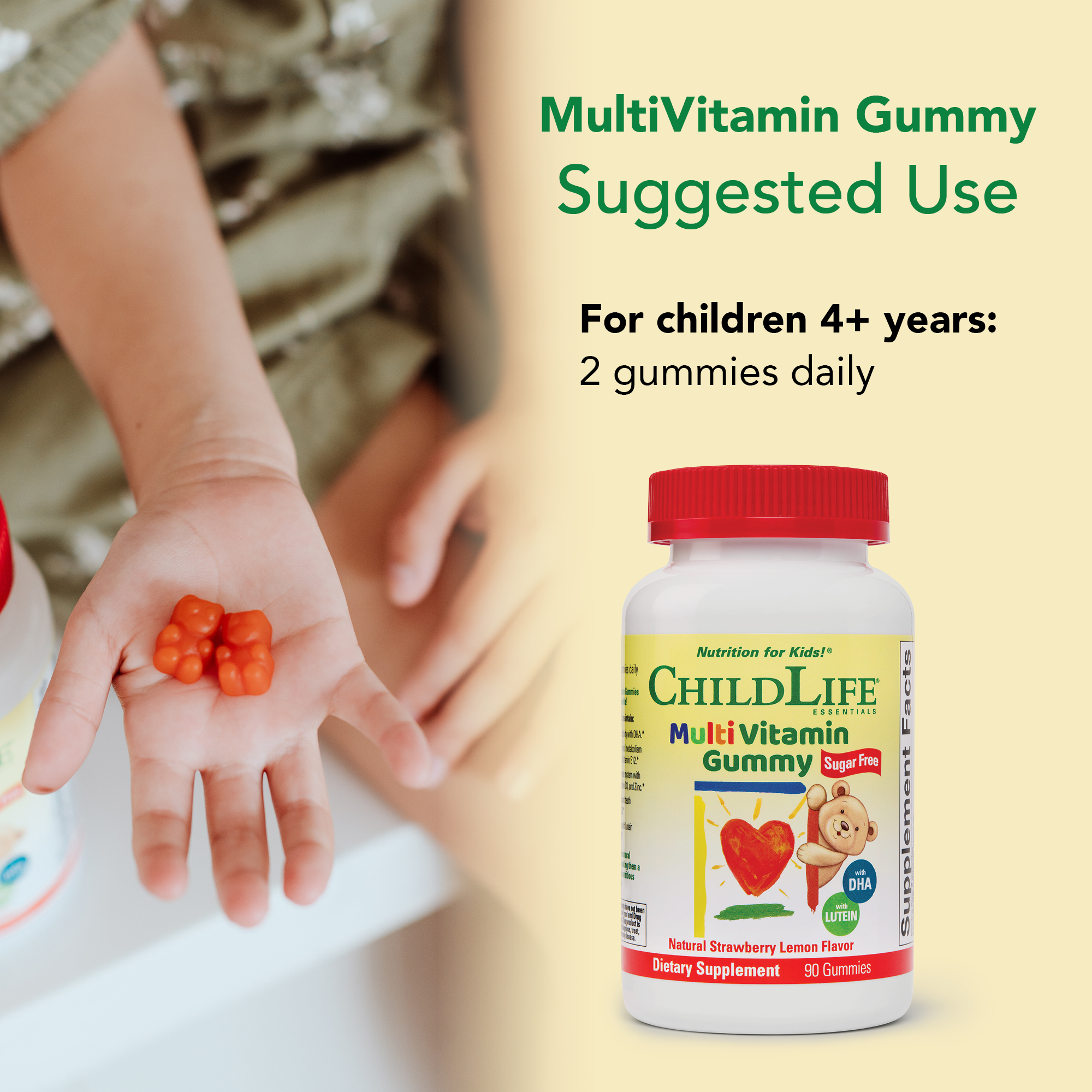 ChildLife Essentials Kids Multivitamin Gummies: Essential Nutrients for Kids, Strawberry Lemon Flavor, 90 Gummies