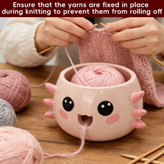 Cute Resin Crochet Yarn Bowl, Desktop Yarn Storage Organizer for Knitting & Craft - Pink