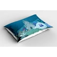 thumbnail image 2 of Ambesonne Ocean Pillow Sham 2 Pack, Mermaid Castle, 30"x20", Turquoise Pale Blue Teal, 2 of 3