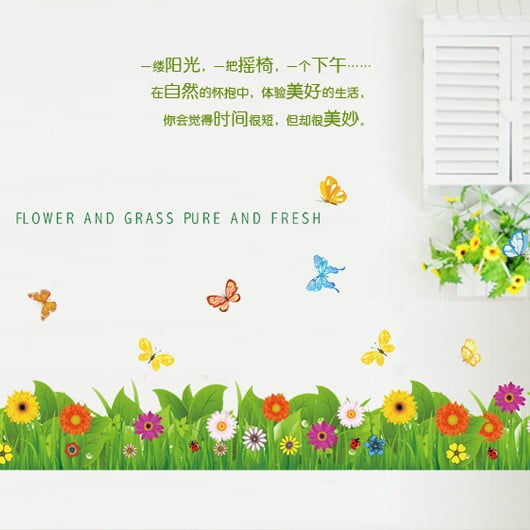 Little Flower Butterfly Wall Stickers Wall Decal for Living Room TV Background Wall Art Decors Decoration Window Thanksgiving Christmas