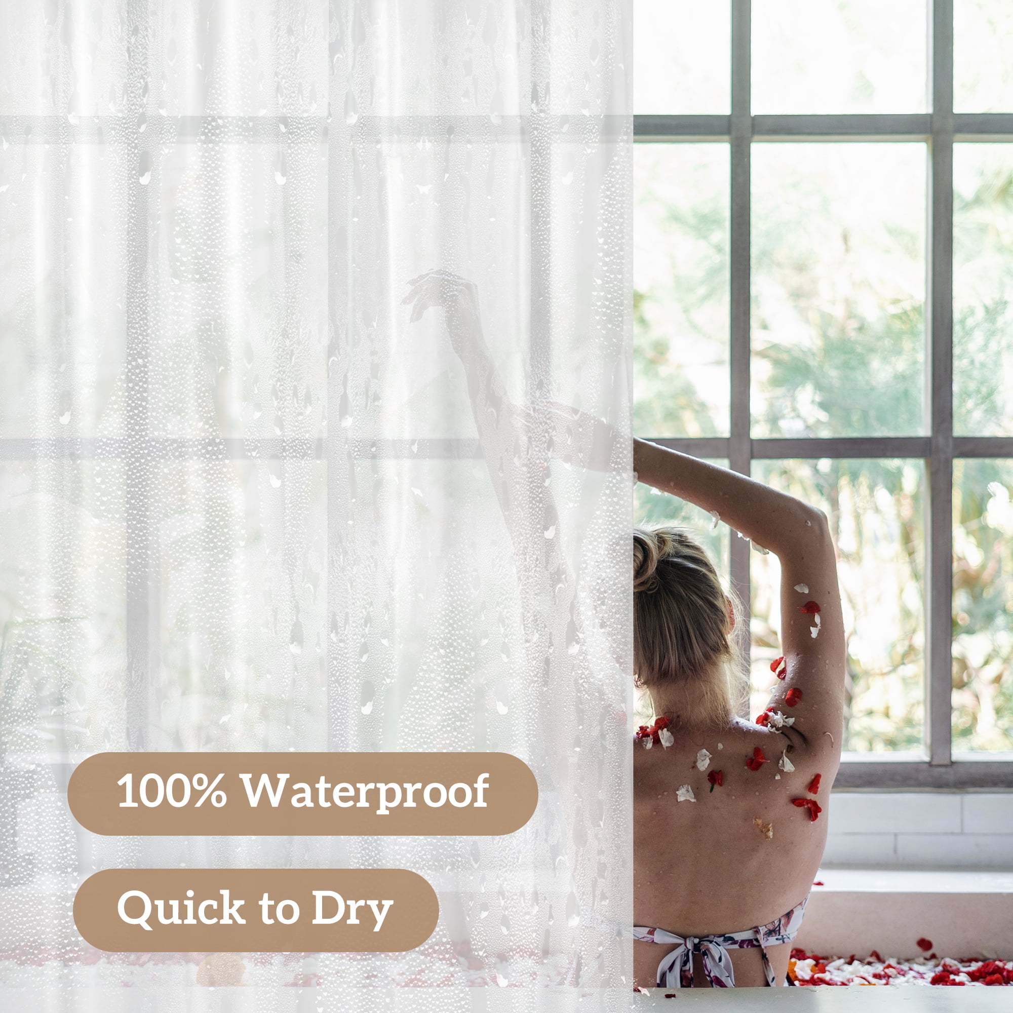 "Barossa Design PEVA Shower Stall Curtain Liner, Mildew Resistant, with 3 Magnets  Waterproof, 36"" x 72"  (图3)