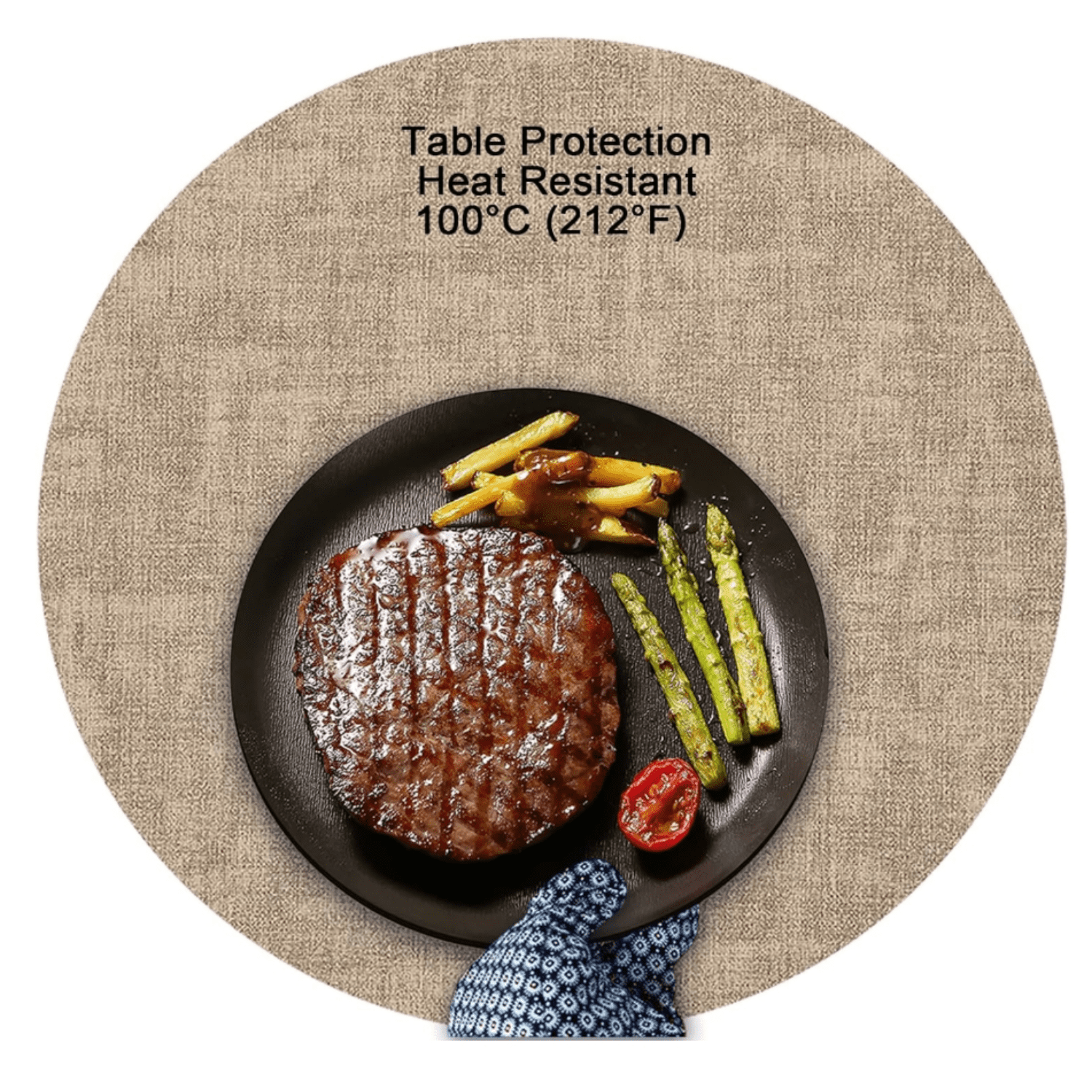 Round Placemats Dual Sided, Faux Leather Place Mats Set of 4 Indoor Placemats for Dining Table Outdoor Placemats Non-Slip Washable Table Mats (Gray Beige, Set of 4)